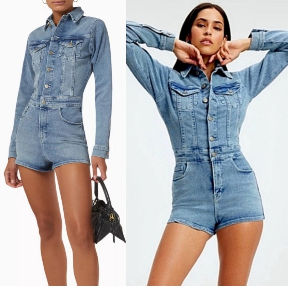 Good American Blue Denim Jumpsuit